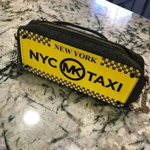 MICHAEL KORS NEW YORK TAXI LICENSE PLATE BOX CLUTCH RARE